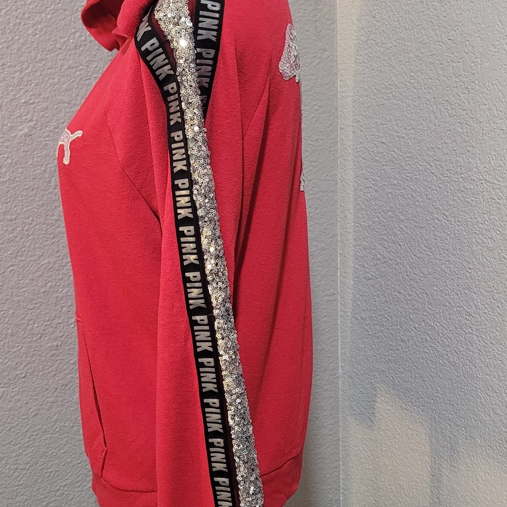 PINK Victoria's Secret Red Hoodie with Black Accents - Picture 7 of 14